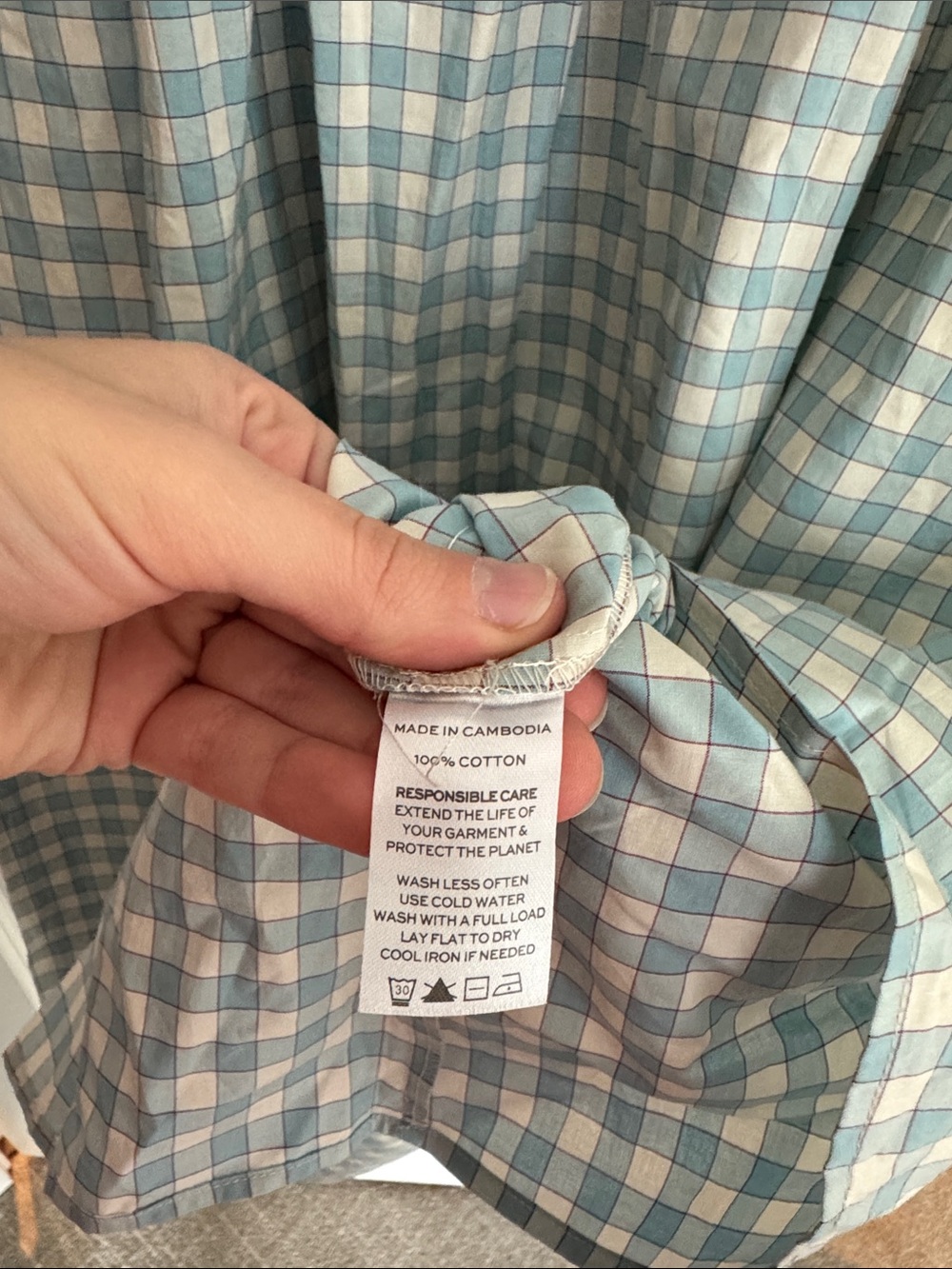 Hill House Home Cosima Smocked Gingham Maxi Dress — Light Blue & Cream - Picture 8 of 9